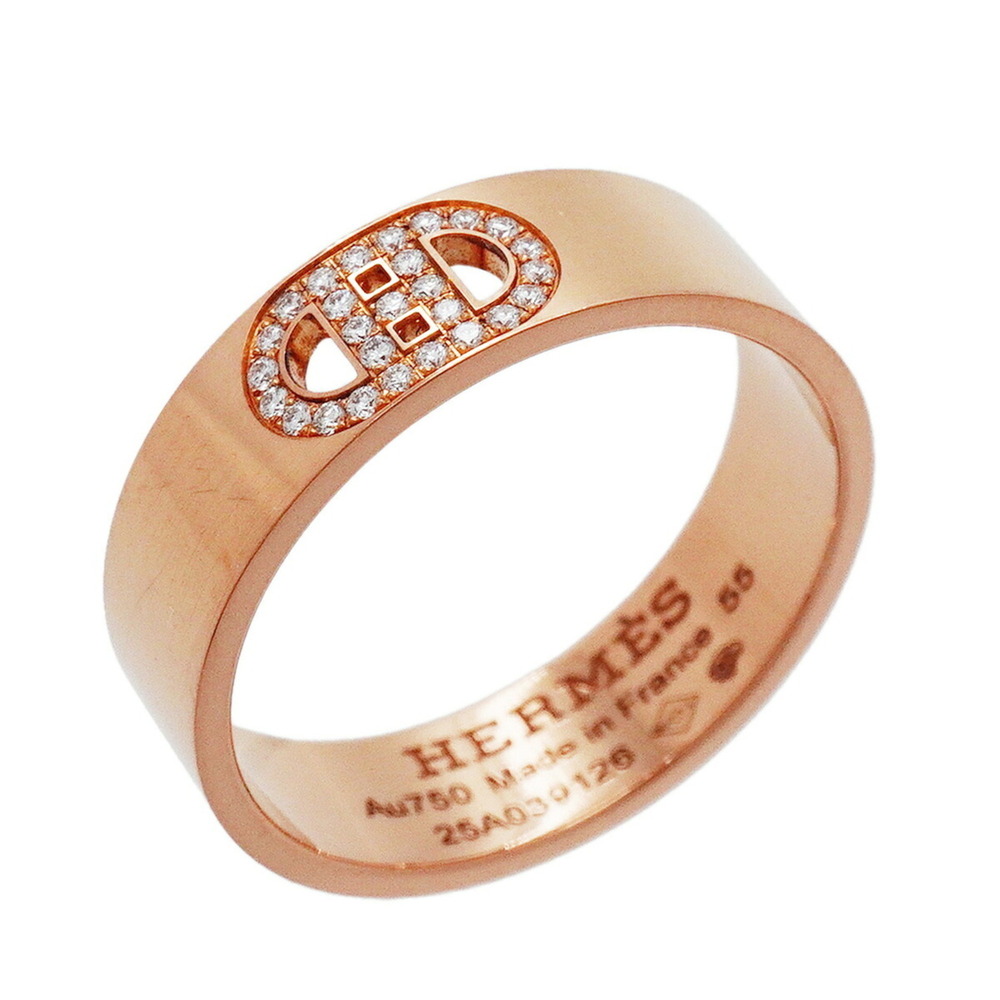 HERMES 18k Gold Diamond Ring #55